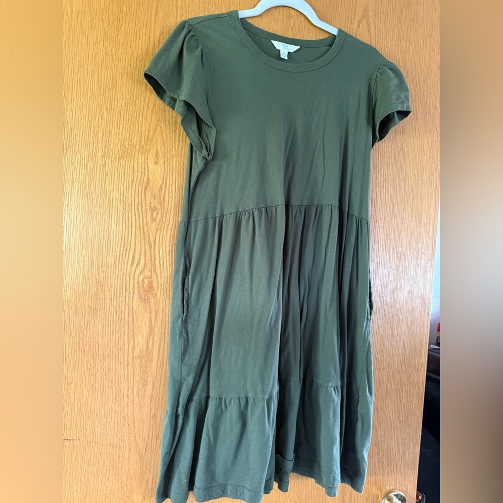 Time and Tru Olive Midi Dress